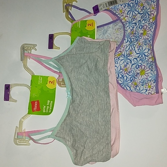 ☆NWT☆HANES Girls Bundle Crop top & Shirred front Bralette Sets~Training Bra XL - Picture 14 of 16
